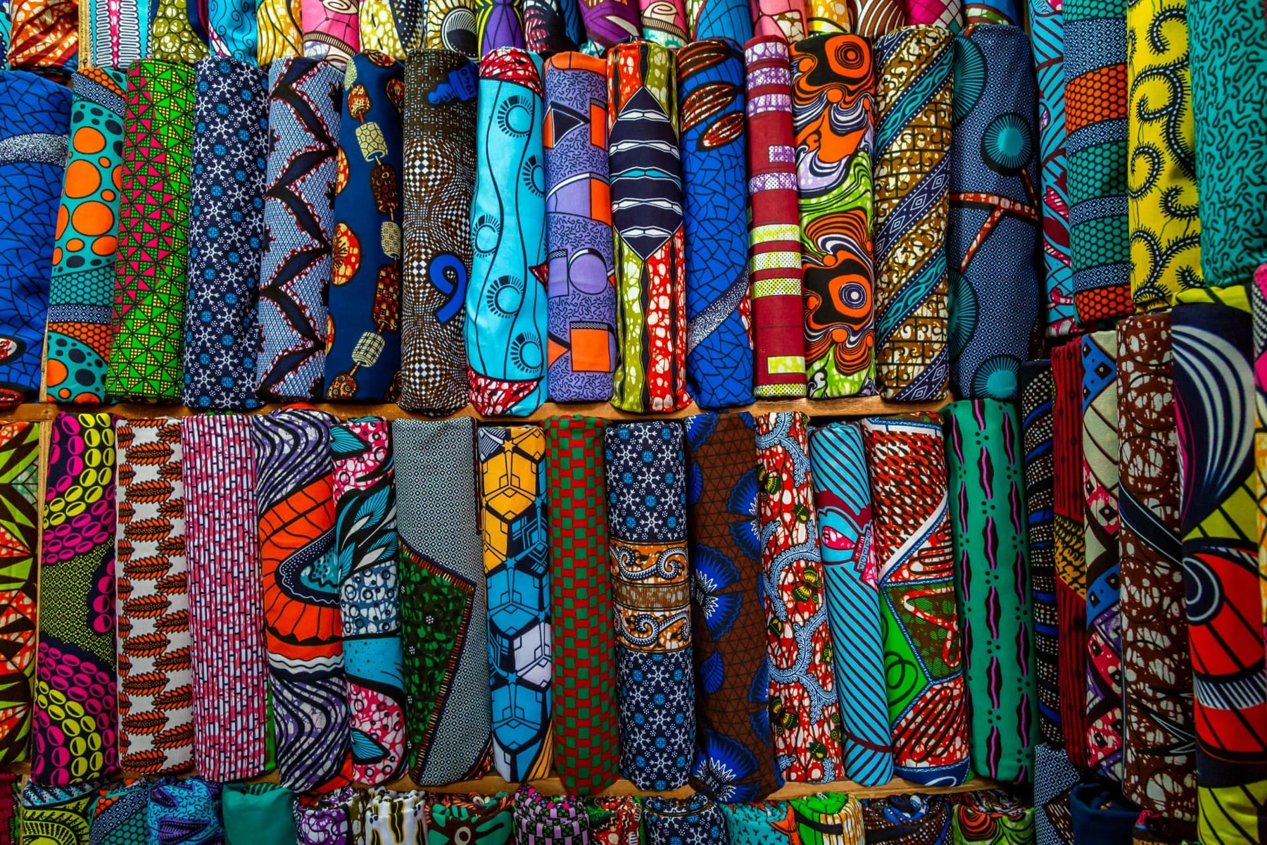Colourful African print fabrics — local creativity and cultural expression